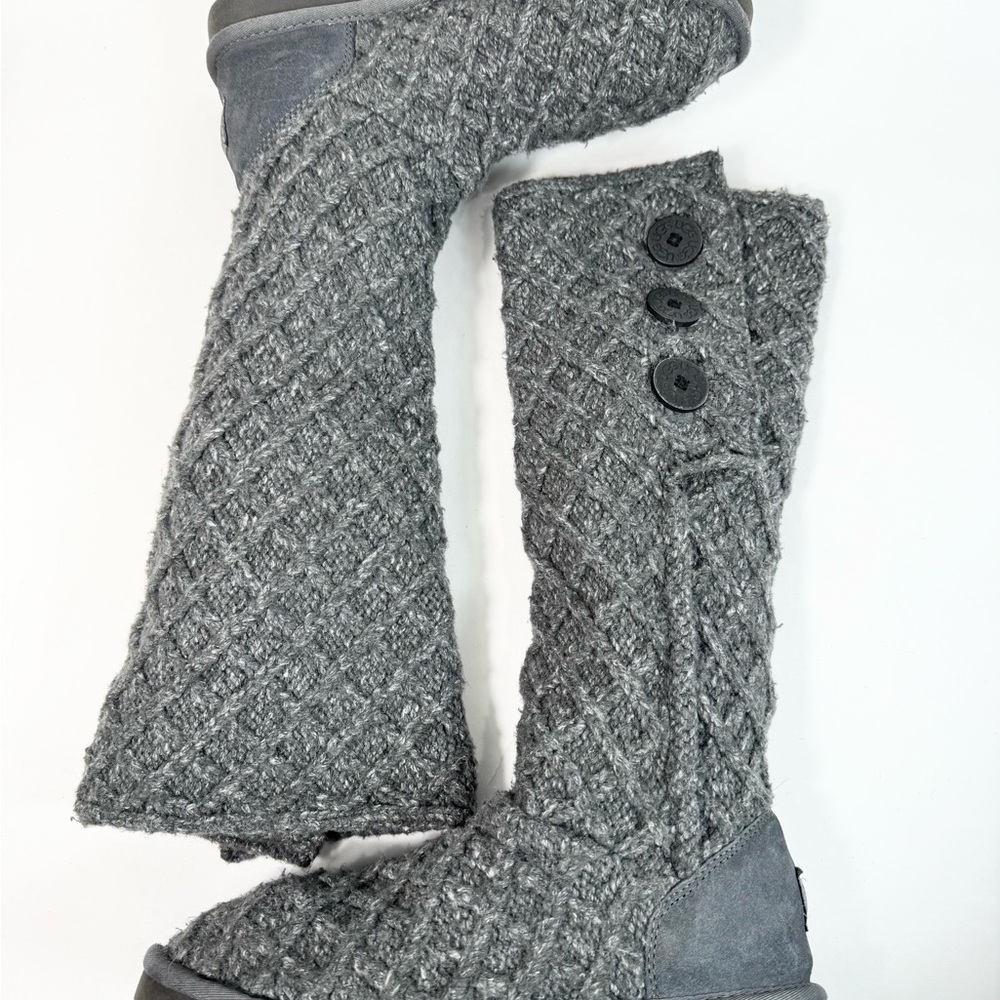 UGG Cardy Women’s Grey Lattice Tall Wool Boots # 3066 - Size 10